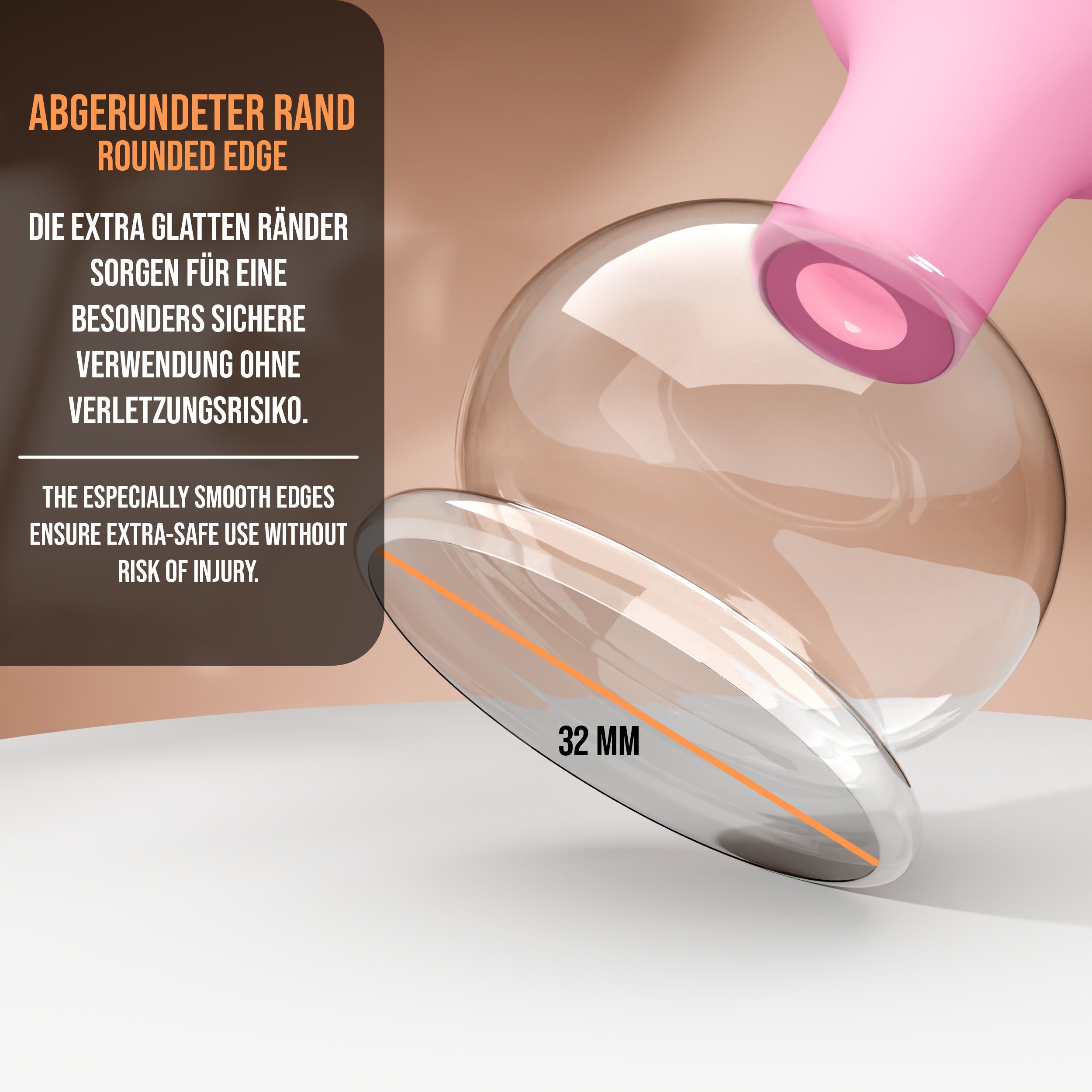 Pulox Schröpfglas aus Echtglas mit Saugball - 32mm in Pink