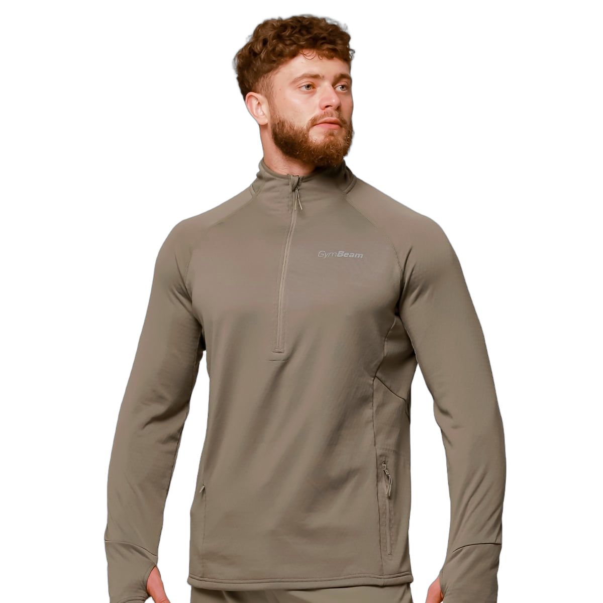 GymBeam Sweatshirt Herren regular mit halbem Reißverschluss in Vetiver 1 St