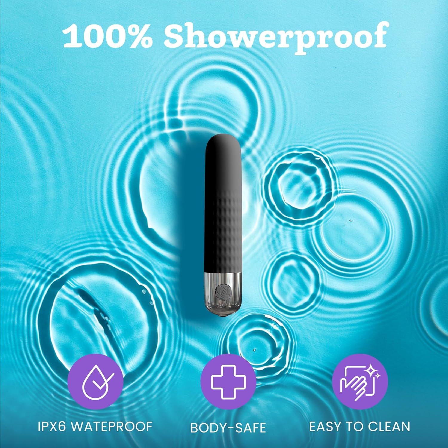 Schwarzer Bullet Vibrator, 100% wasserdicht (IPX6), körperverträglich, leicht zu reinigen.