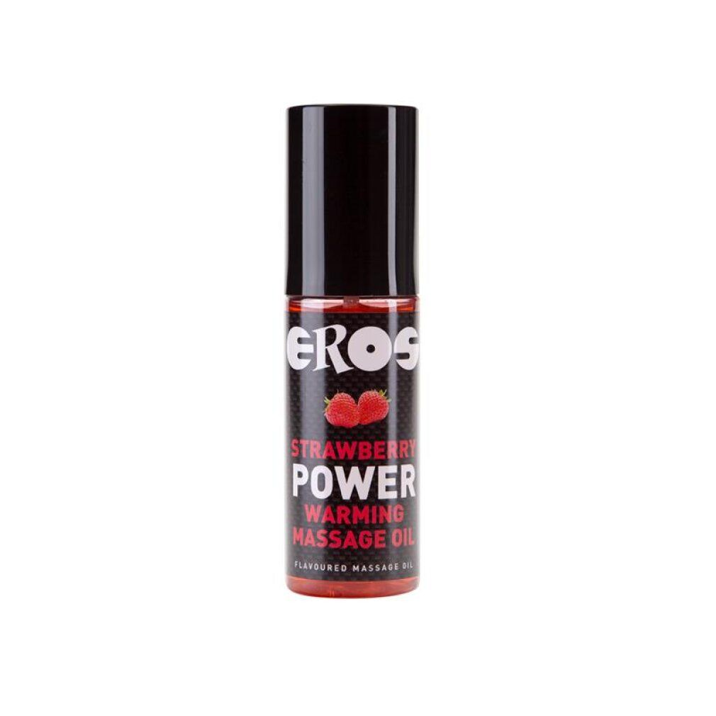 Eros Power Warming Massageöl, Erdbeergeschmack, 100ml Flasche.