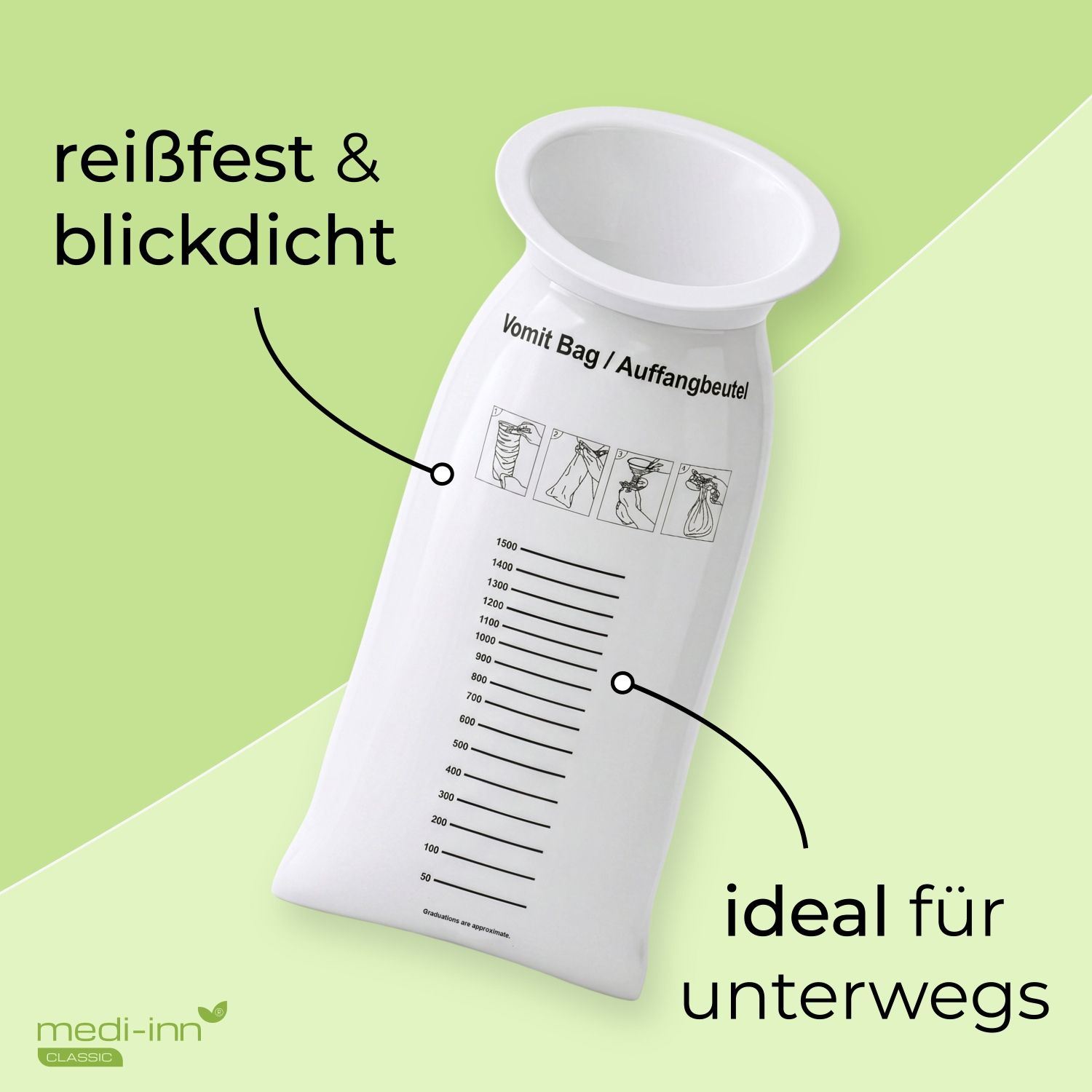 Medi-Inn Spuckbeutel – Brechbeutel bei Übelkeit, Reiseübelkeit & Übelkeit bei Kindern