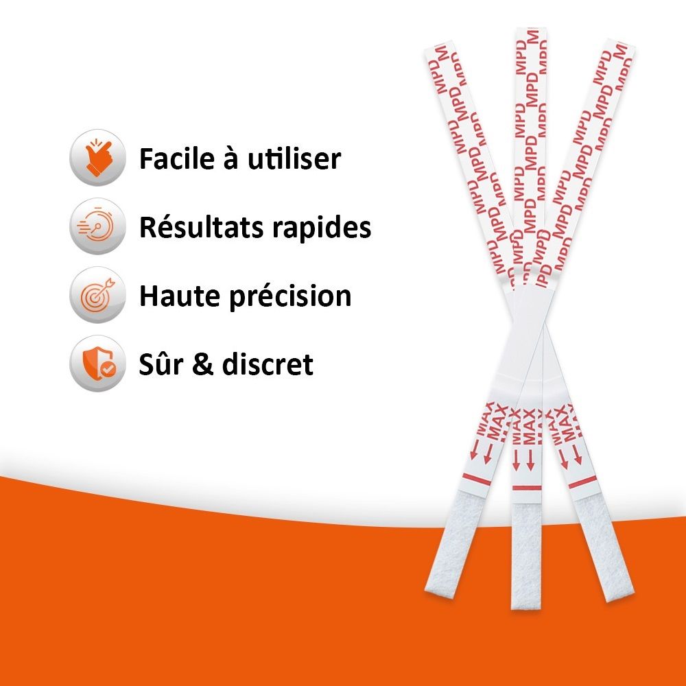 Trois tests avec MPD, MPU, M. Symboles: Facile, rapide, précis, discret.