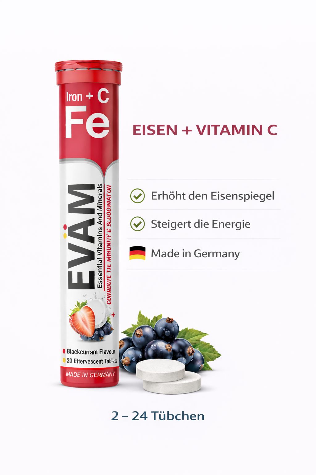 EVÄM Eisen + Vitamin C Brausetabletten - 3 Set