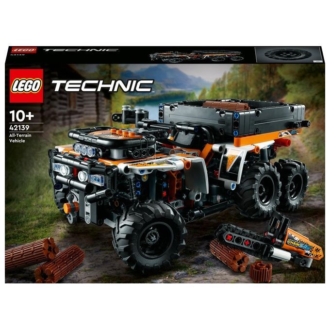LEGO Technic Fuoristrada. Veicolo fuoristrada arancione e nero. Pezzi di legno e confezione inclusi.