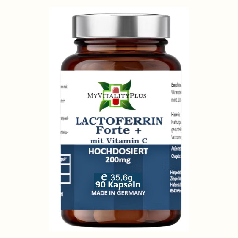 MyVitalityPlus Lactoferrin Forte+ | >97% reines natürliches 90 St Hartkapseln