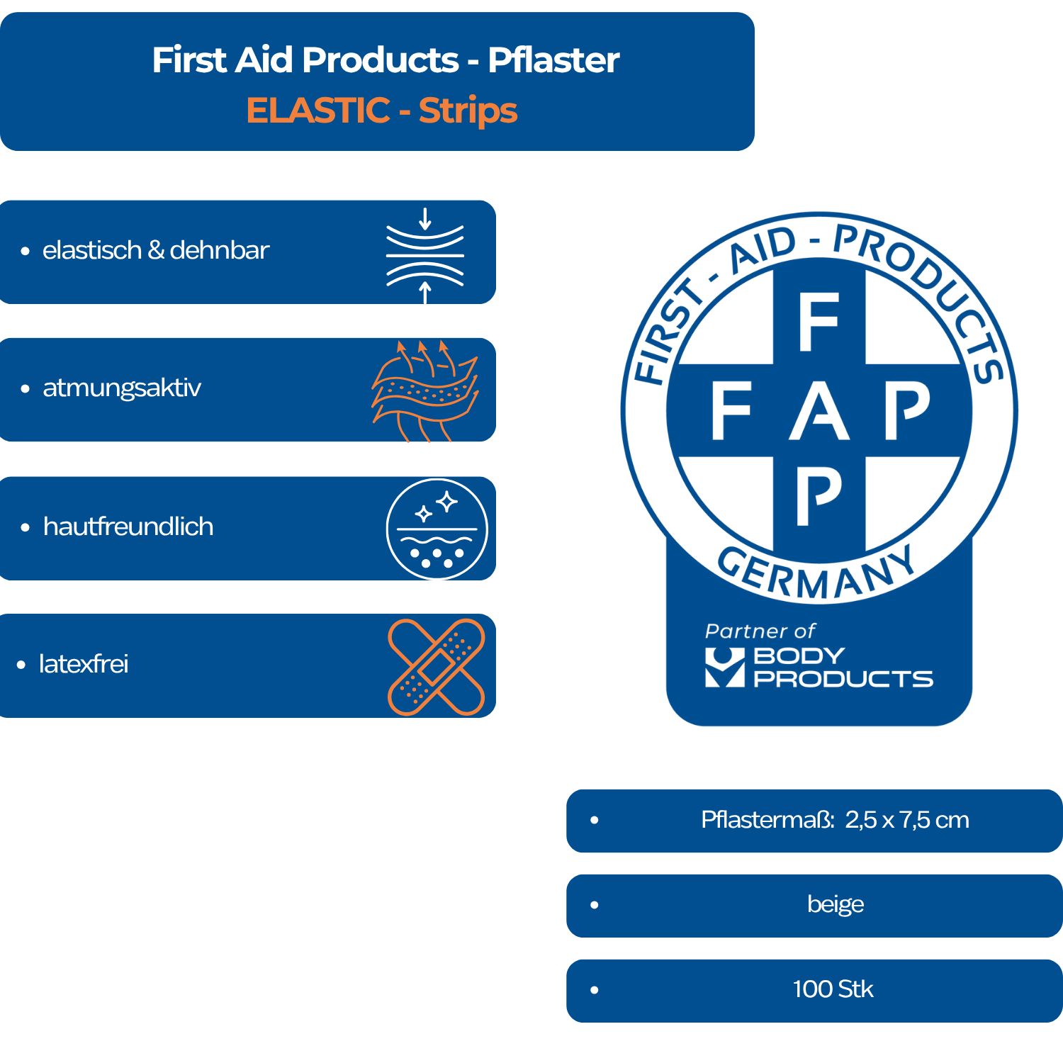 FAP First Aid Products - Wundpflaster ELASTIC Stripes
