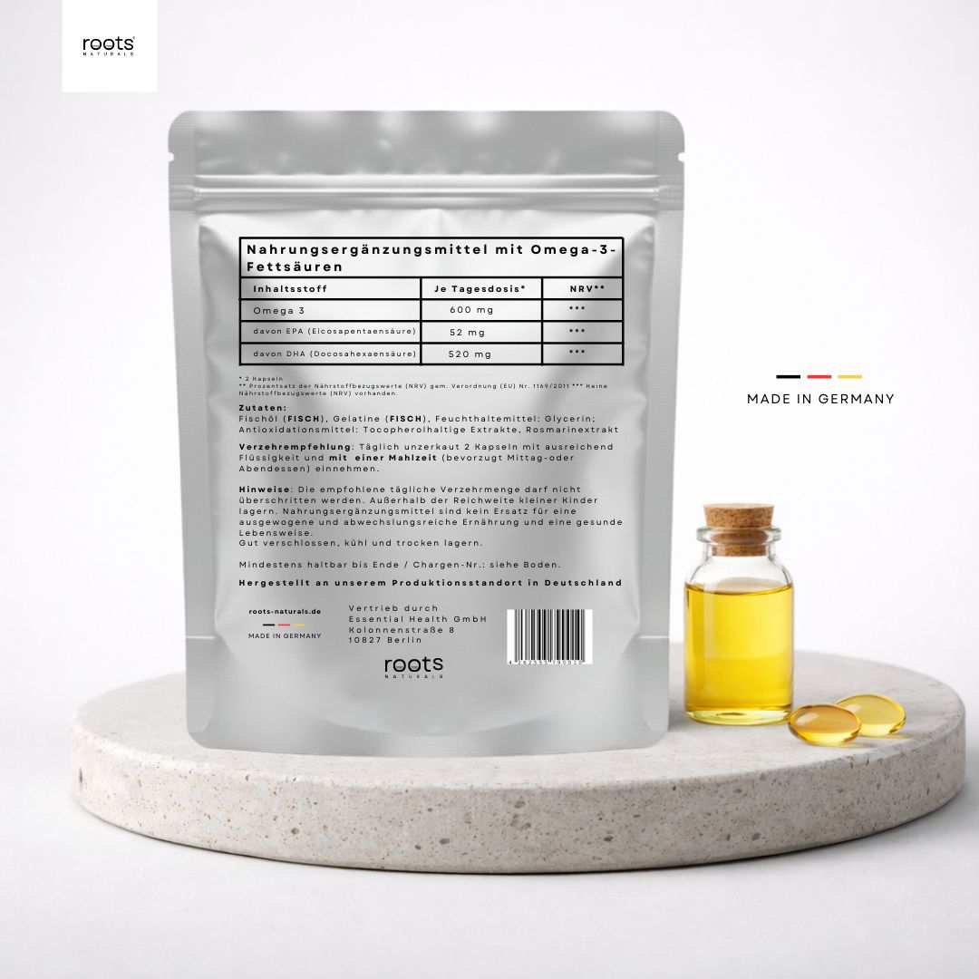 roots NATURALS® Omega 3 - Premium Fischöl [95% reinste Konzentration] ohne Fischgeschmack