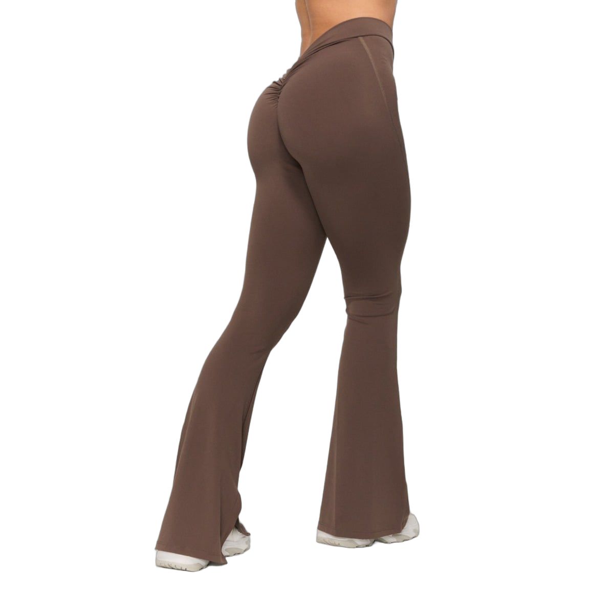 GymBeam Damen Leggings mit hohem Bund, Flared-Schnitt und Cappuccino-Modell 1 St