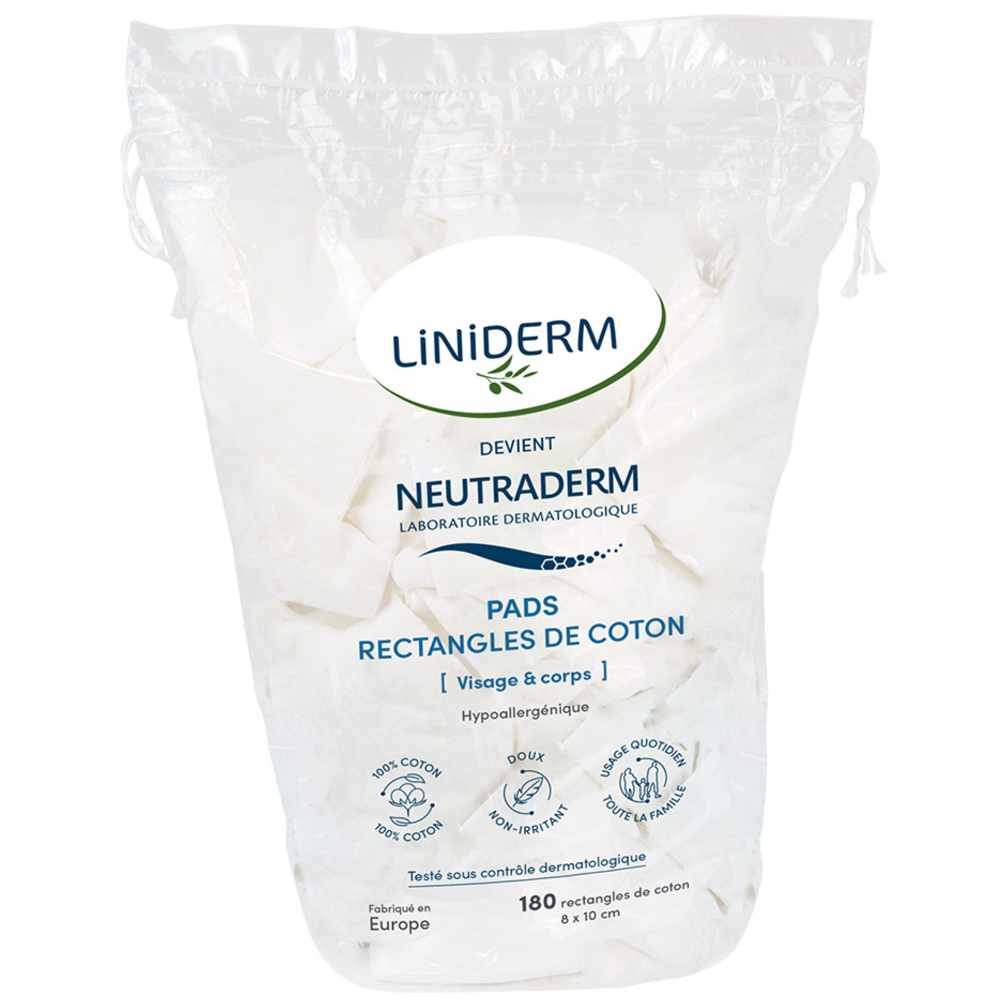 Neutraderm Baby Pads Rechteckige Baumwollpads 180 Rechtecke 36,5x22x7 cm