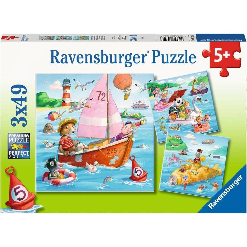 Puzzle ravensburger animali e vasi d'acqua 3x49 pezzi