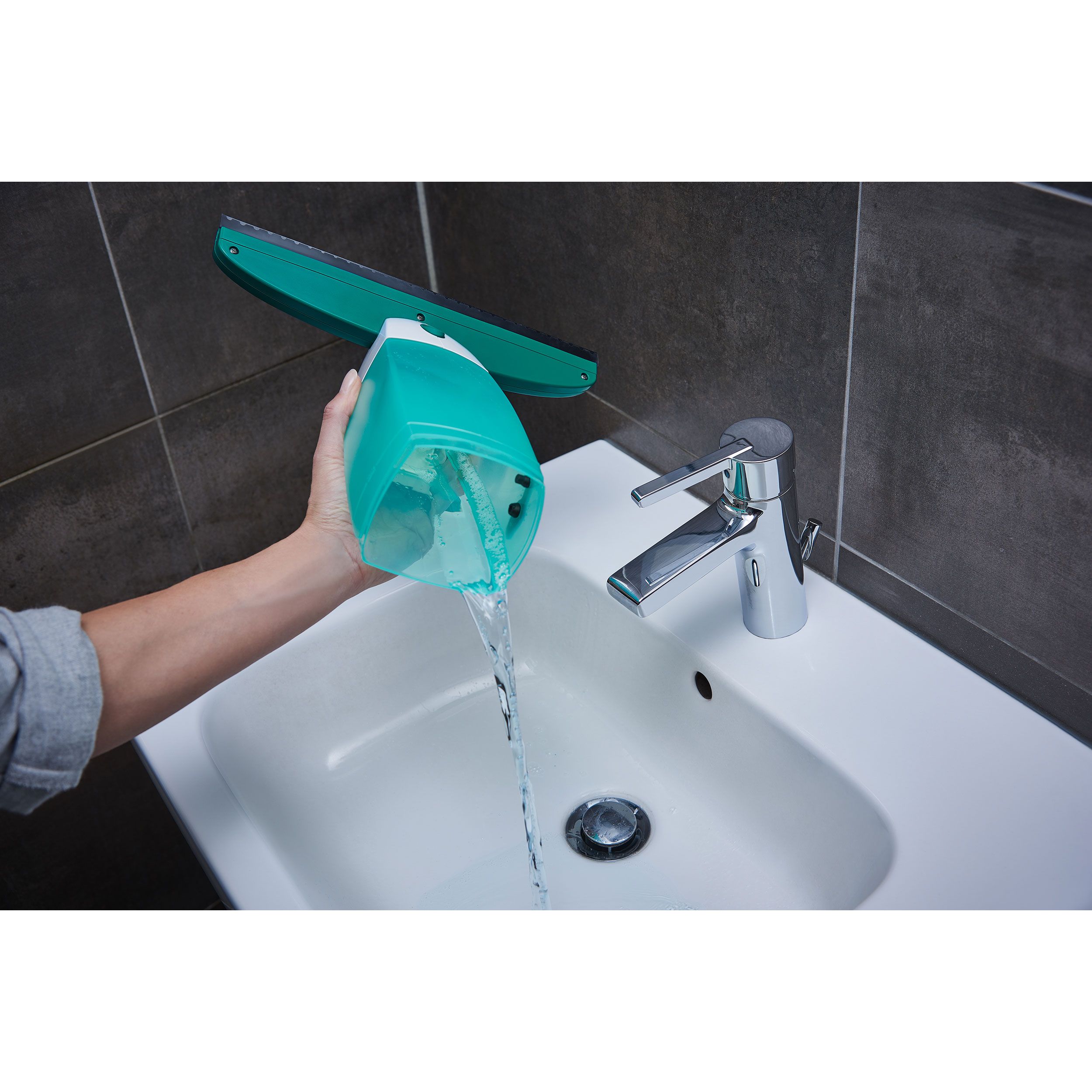 Leifheit Fenstersauger Dry&Clean 4-tlg., Fensterreiniger, Akku Fensterputzer, mit Absaugdüse