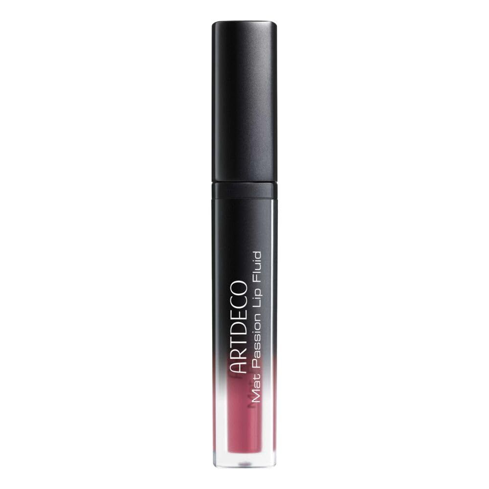 Artdeco Mat Passion Lip Fluid, geschlossener Behälter mit schwarzem Deckel.