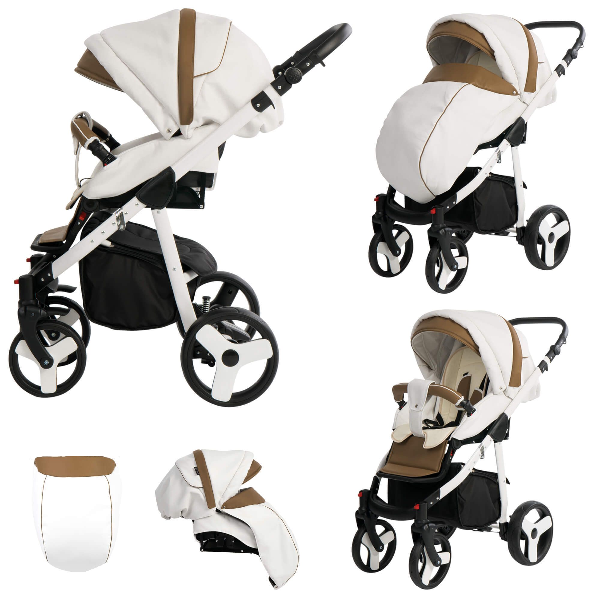 Bebebi Fizzy 3 in 1 Kinderwagen Set Hartgummireifen, Coffee