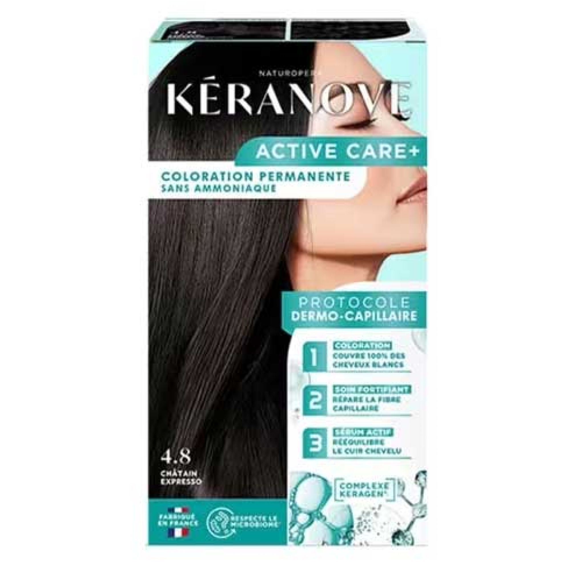Kéranove Active Care+ Permanente Coloration  (Haarfärbung : 4.8 Kastanienbraun Expresso)