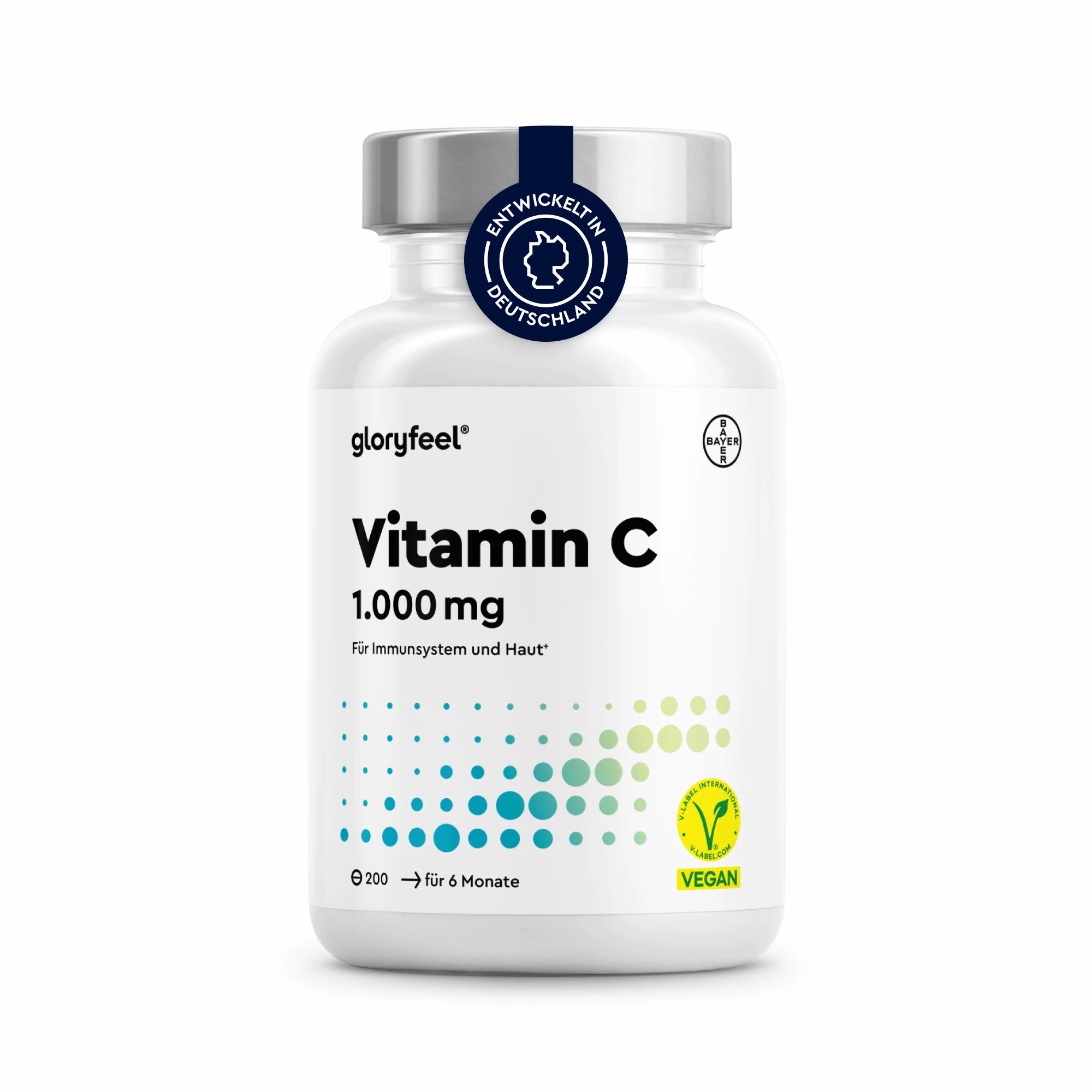 gloryfeel® Vitamin C 1.000mg - Immun-Support* hochdosiert - 200 vegane Tabletten (7 Monate)