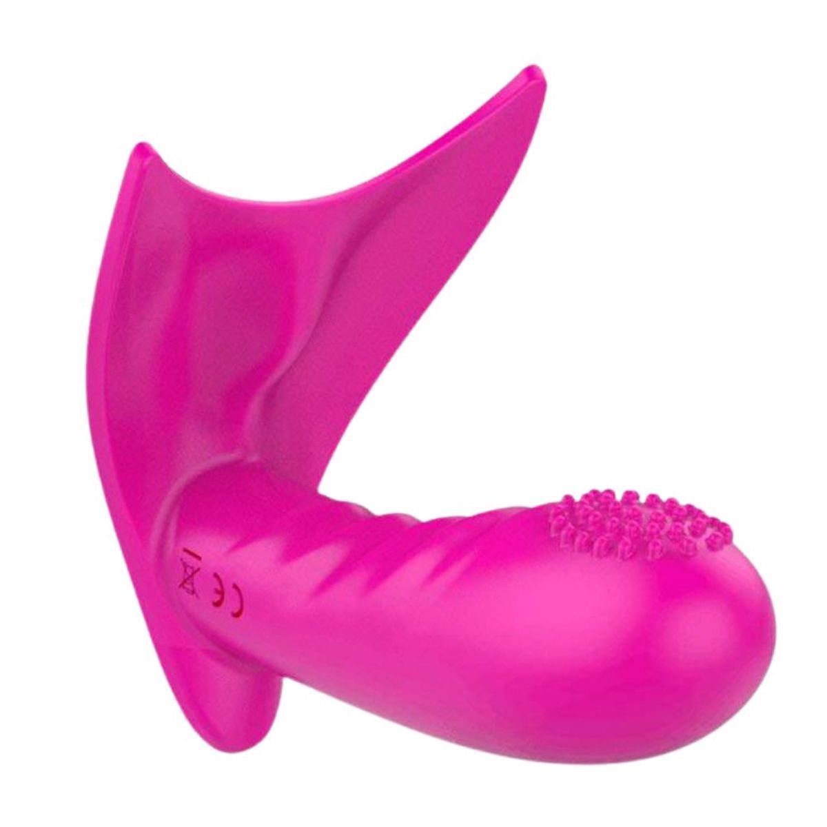 Pinkfarbener Vibrator mit Flügeln und Noppen.