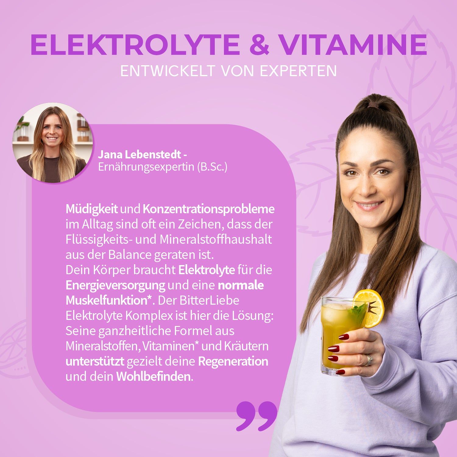 BitterLiebe Elektrolyte* Komplex Zitrone - Elektrolyt Pulver mit Magnesium & Kalium