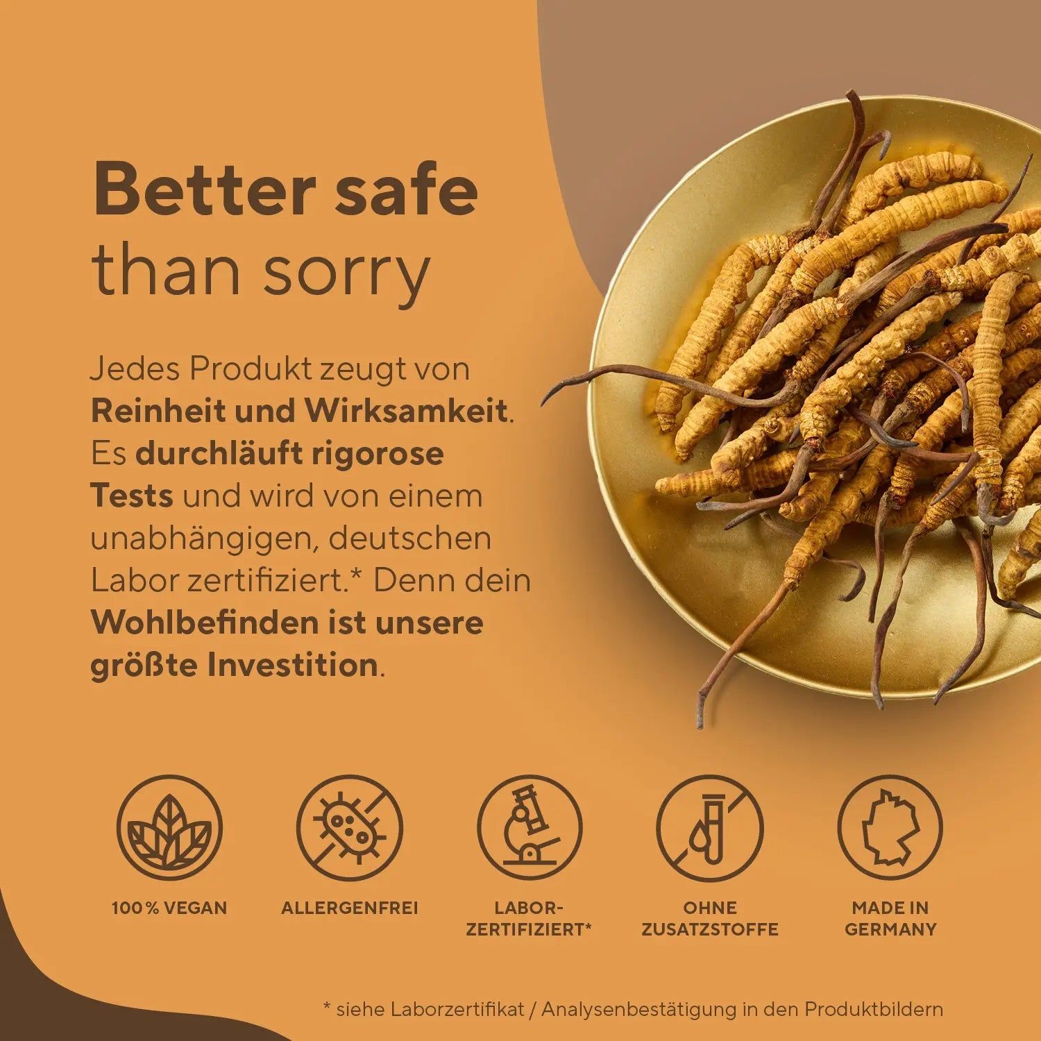 TRUE NATURE® Cordyceps Sinensis Kapseln 10:1 Extrakt - Vegan & Made in Germany