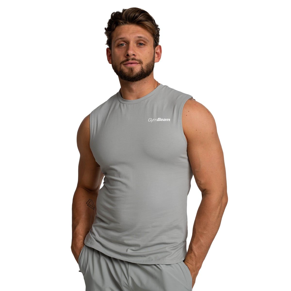 GymBeam Tanktop Herren Regular TRN Grau aus Baumwoll-Elastan-Material 1 St