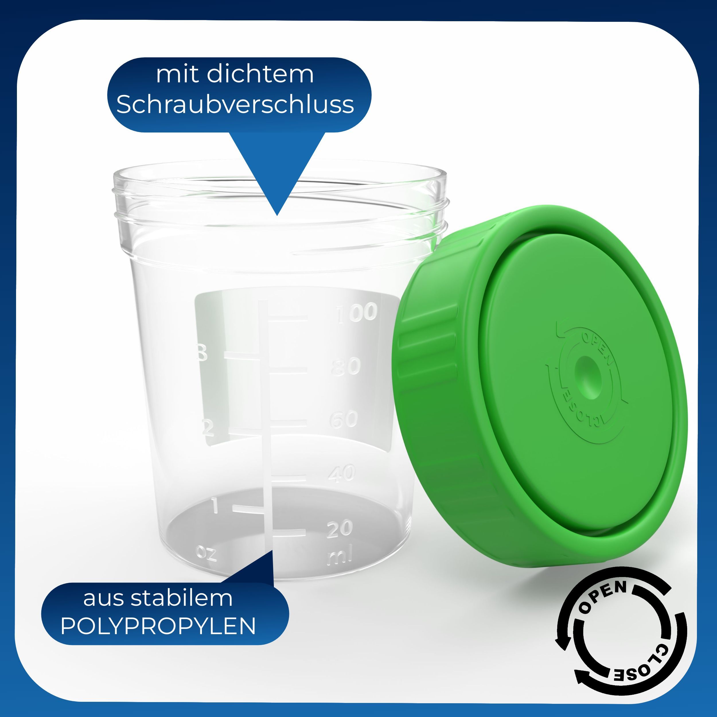 Horn Medical 10 Urinprobenbecher 125ml mit Schraubverschluss