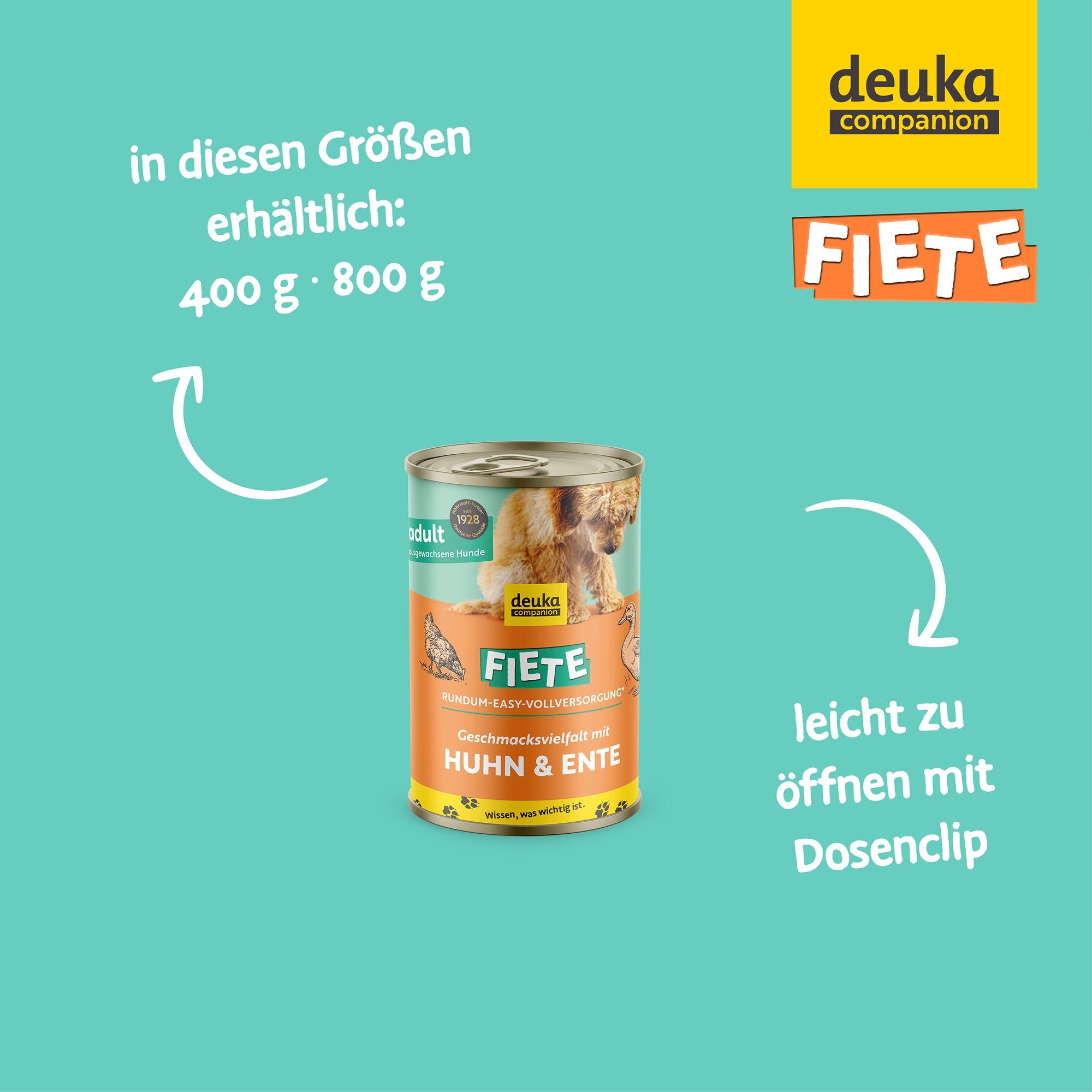 Fiete Geschmacksvielfalt mit Huhn & Ente - Nassfutter für Hunde 6x800 g Futter