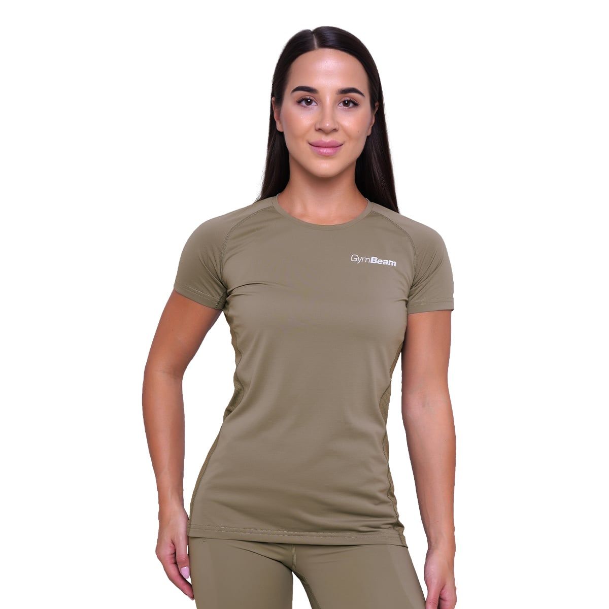 GymBeam T-Shirt Damen regular mit Rundhalsausschnitt und Kurzarm in Vetiver 1 St