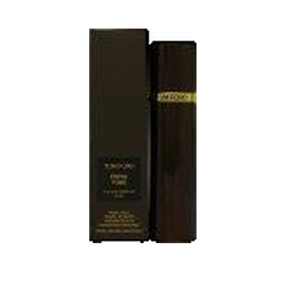 Tom Ford Ébène Fumé Parfum Intens. Braune Flasche und Verpackung. Goldfarbene Schrift. Vertikale Ausrichtung.