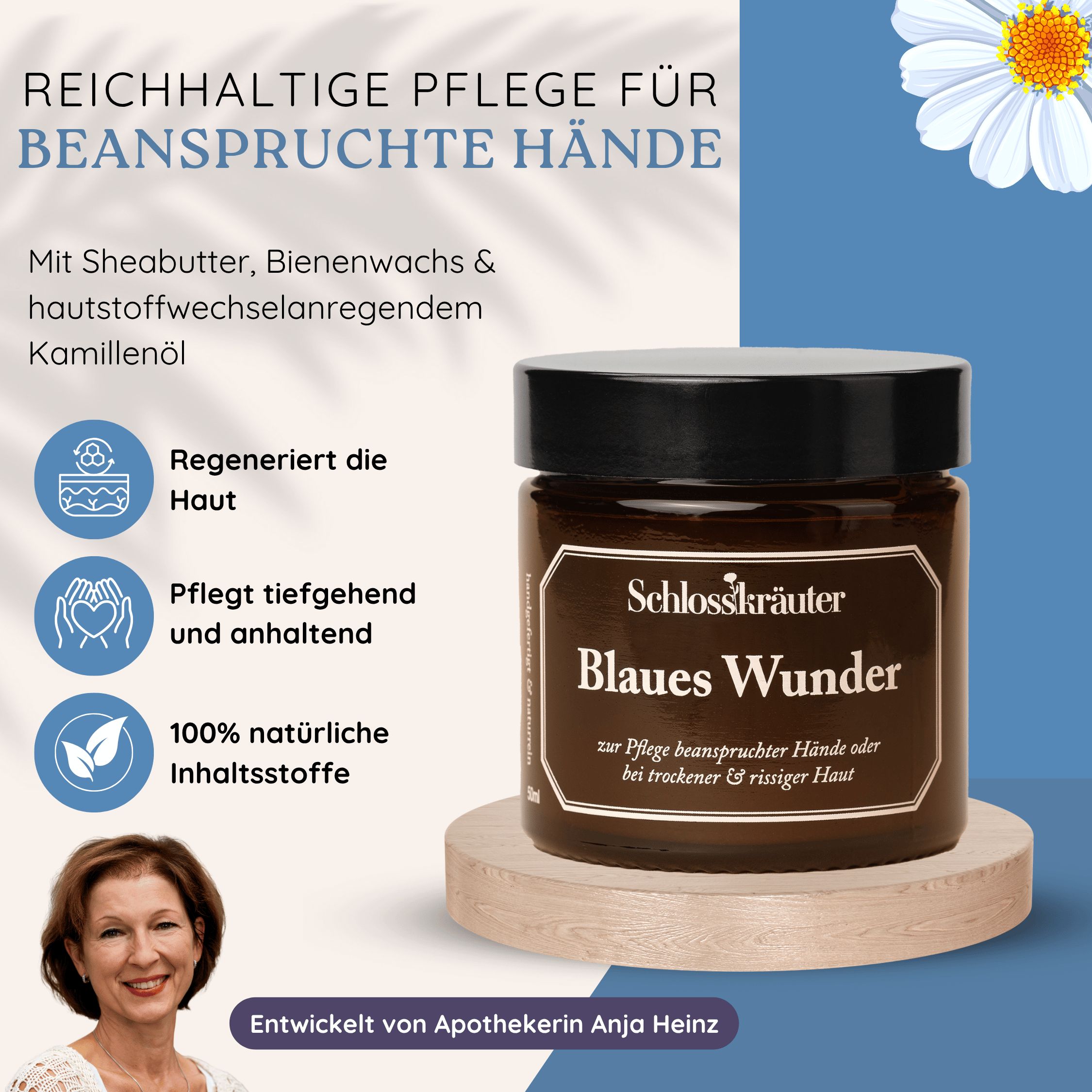 Schlosskräuter Blaues Wunder Handcreme für trockene, rissige Hände