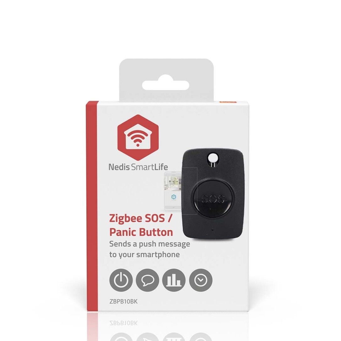 Nedis Smart-Panik-Knopf / Zigbee 3.0 / Batterietyp – Energie: CR2450 / Schwarz
