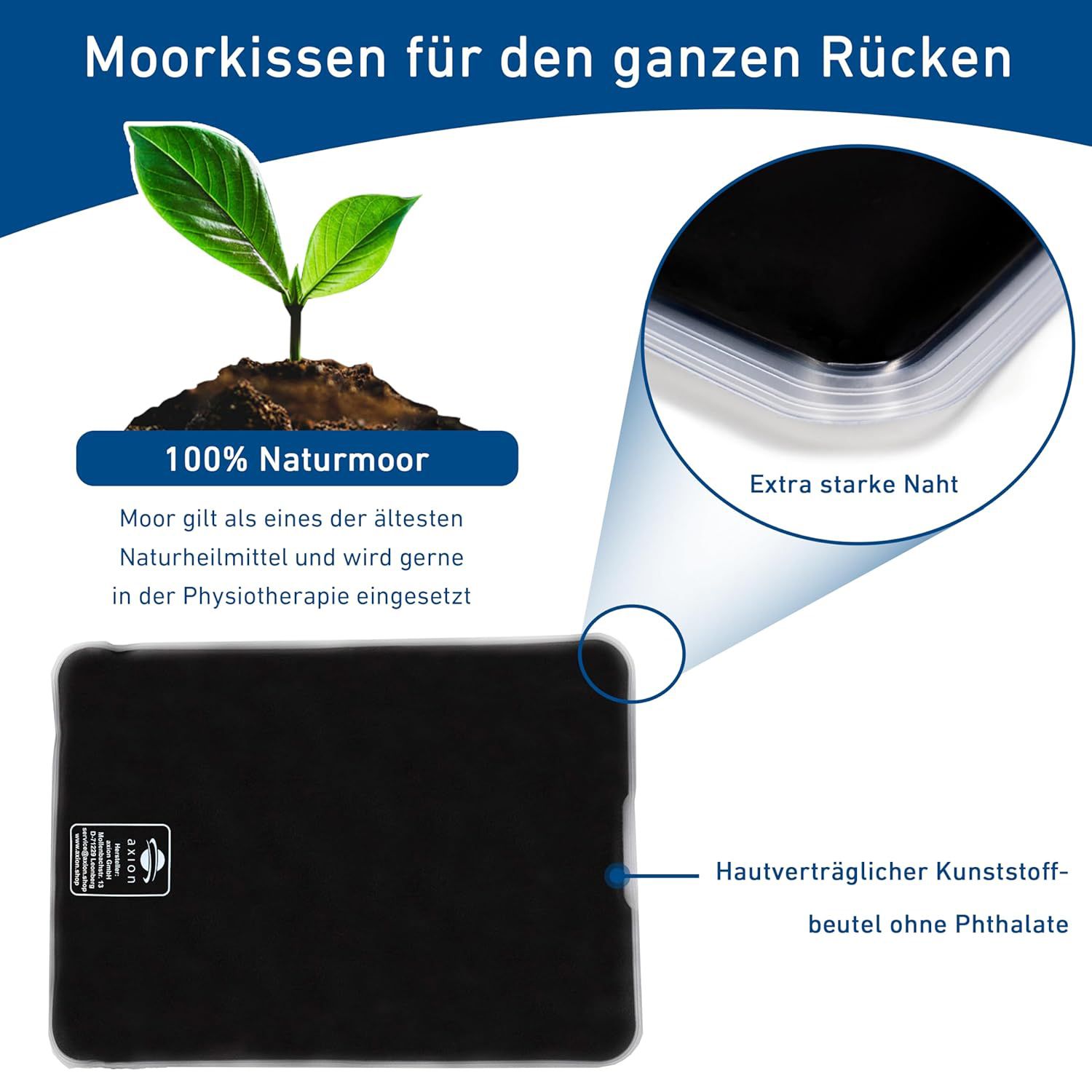axion® Moorkissen 30 x 40 cm mit Naturmoor-Füllung - Wärmekissen