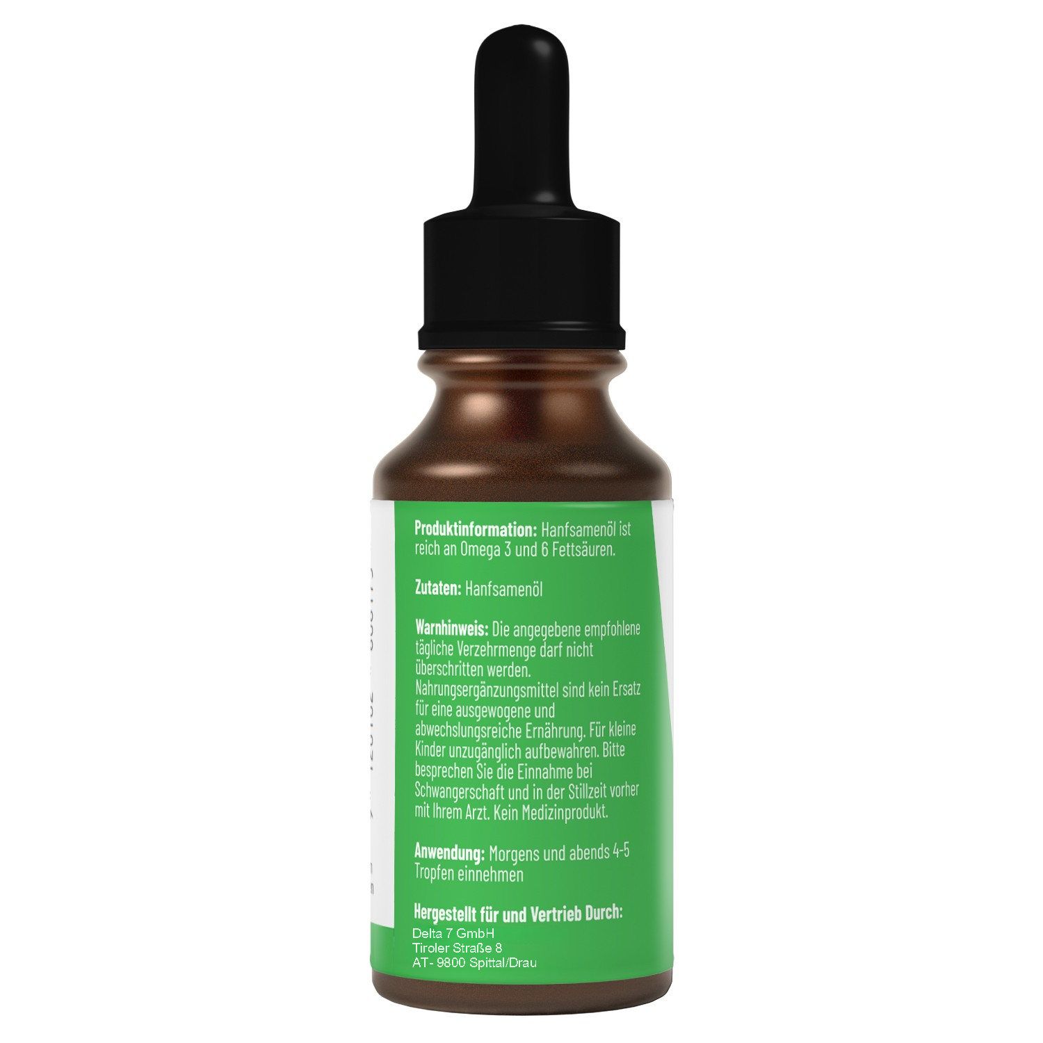 Rückseite der Flasche "KETOGEN Liquid Tropfen". Text: Produktinformationen, Warnhinweise, Anwendungshinweise.