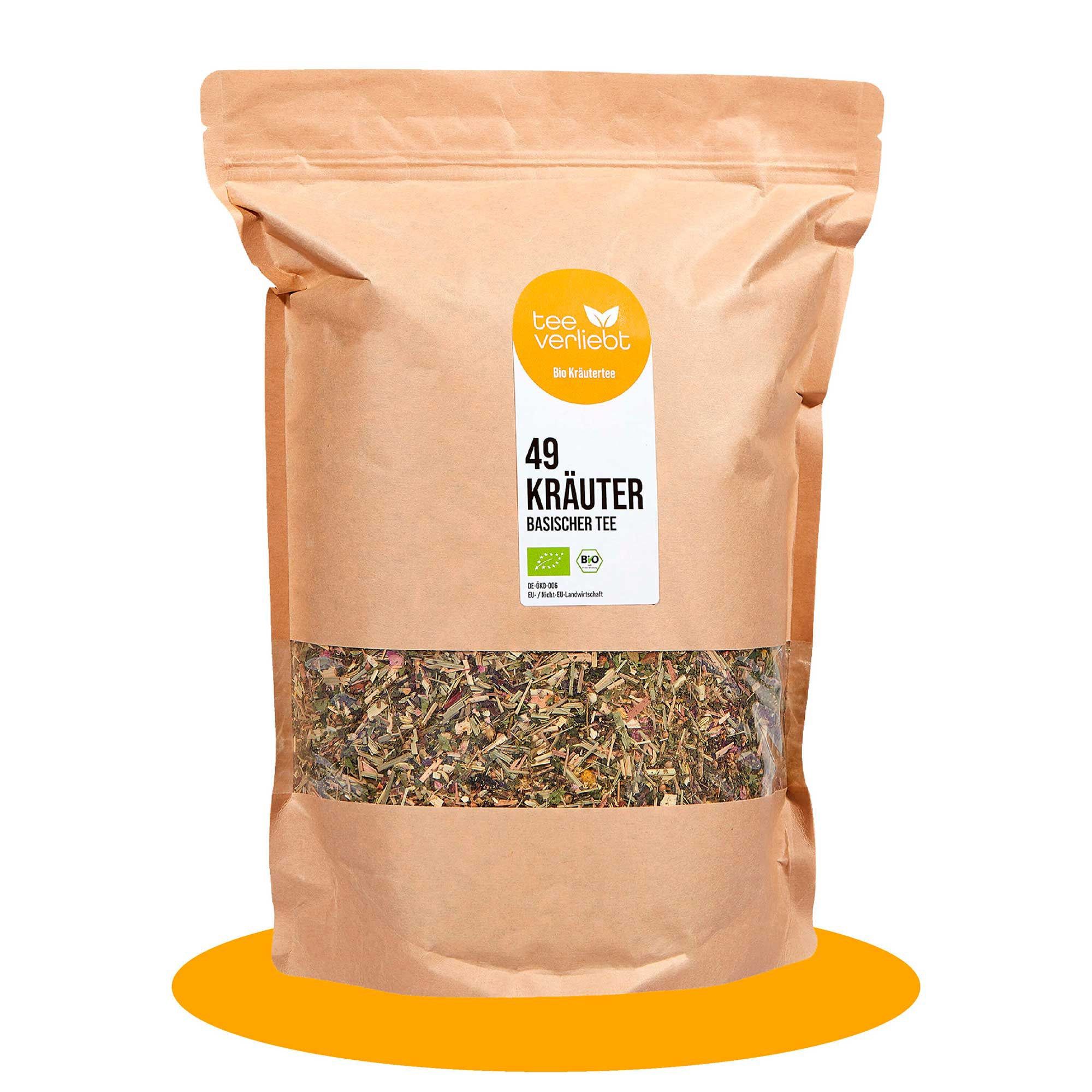 teeverliebt - 49 Kräuter Basischer Tee Bio loser Kräutertee Großpackung I Zur basischen Ernährung