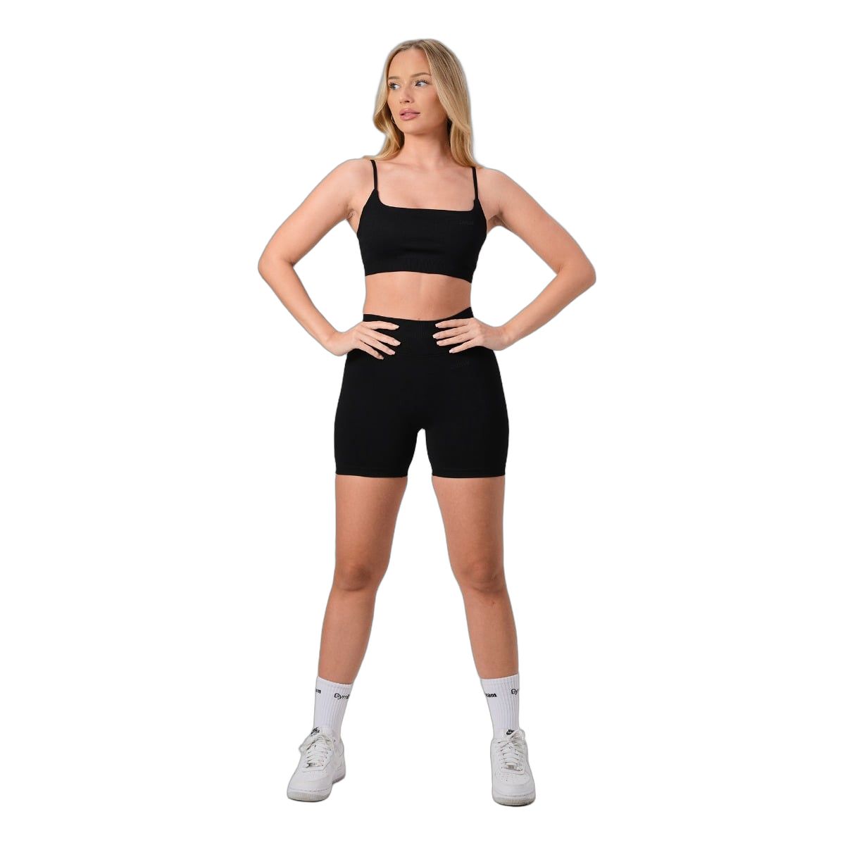 GymBeam Sport-BH Frauen nahtlos mit verstellbaren Trägern NEO Black