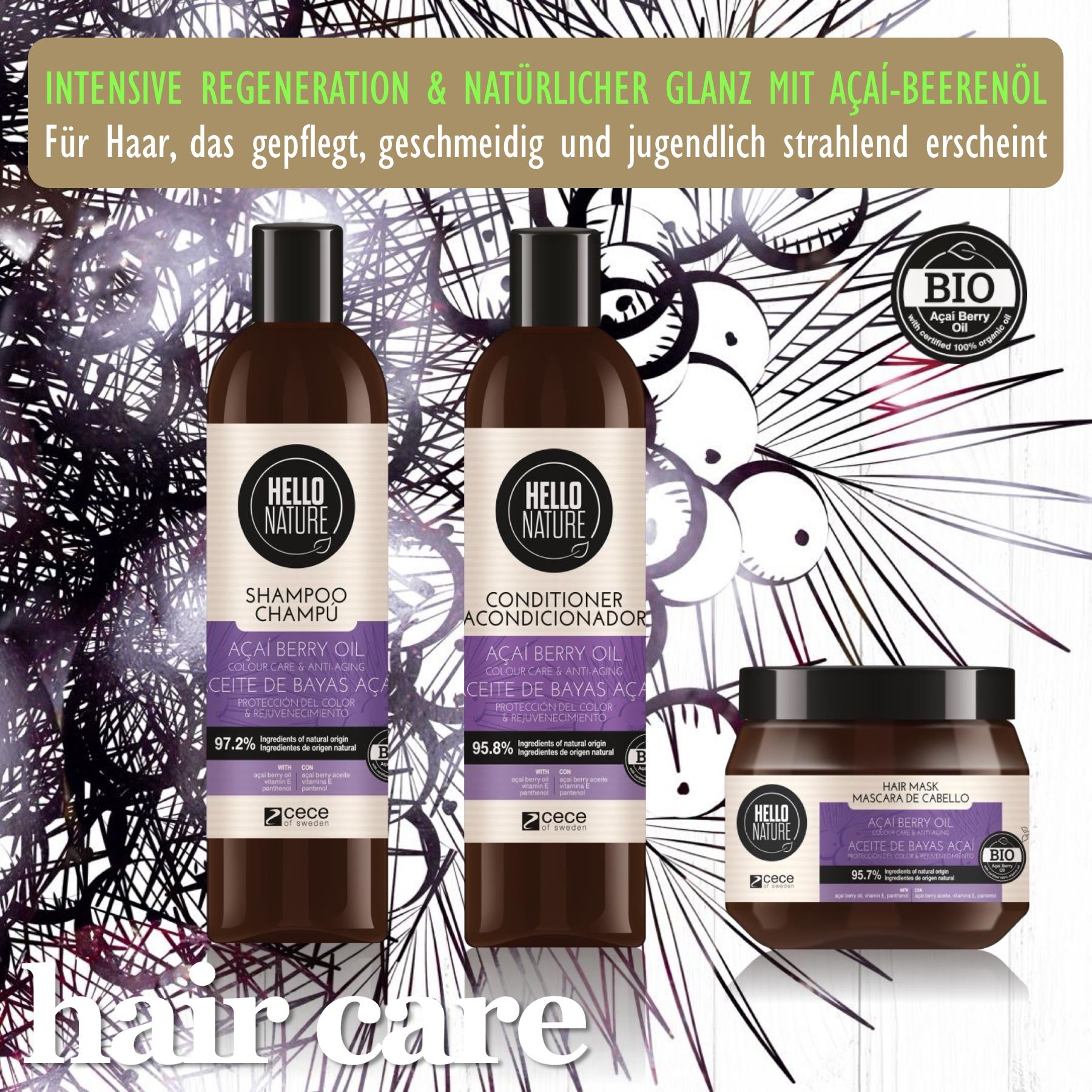Hello Nature Haarshampoo mit Acai Beere für die Haarpflege