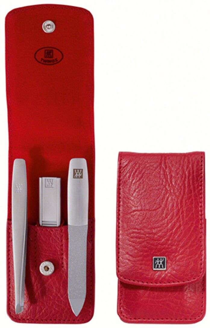 Zwilling TWINOX Druckknopf-Etui, Rot, 3-tlg. Kosmetikprodukte