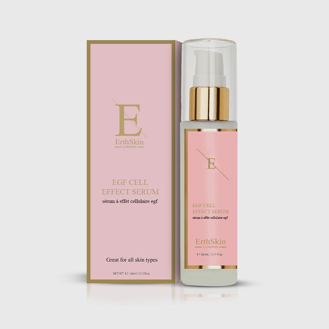 ErthSkin London EGF Serum und Box, geeignet für alle Hauttypen.