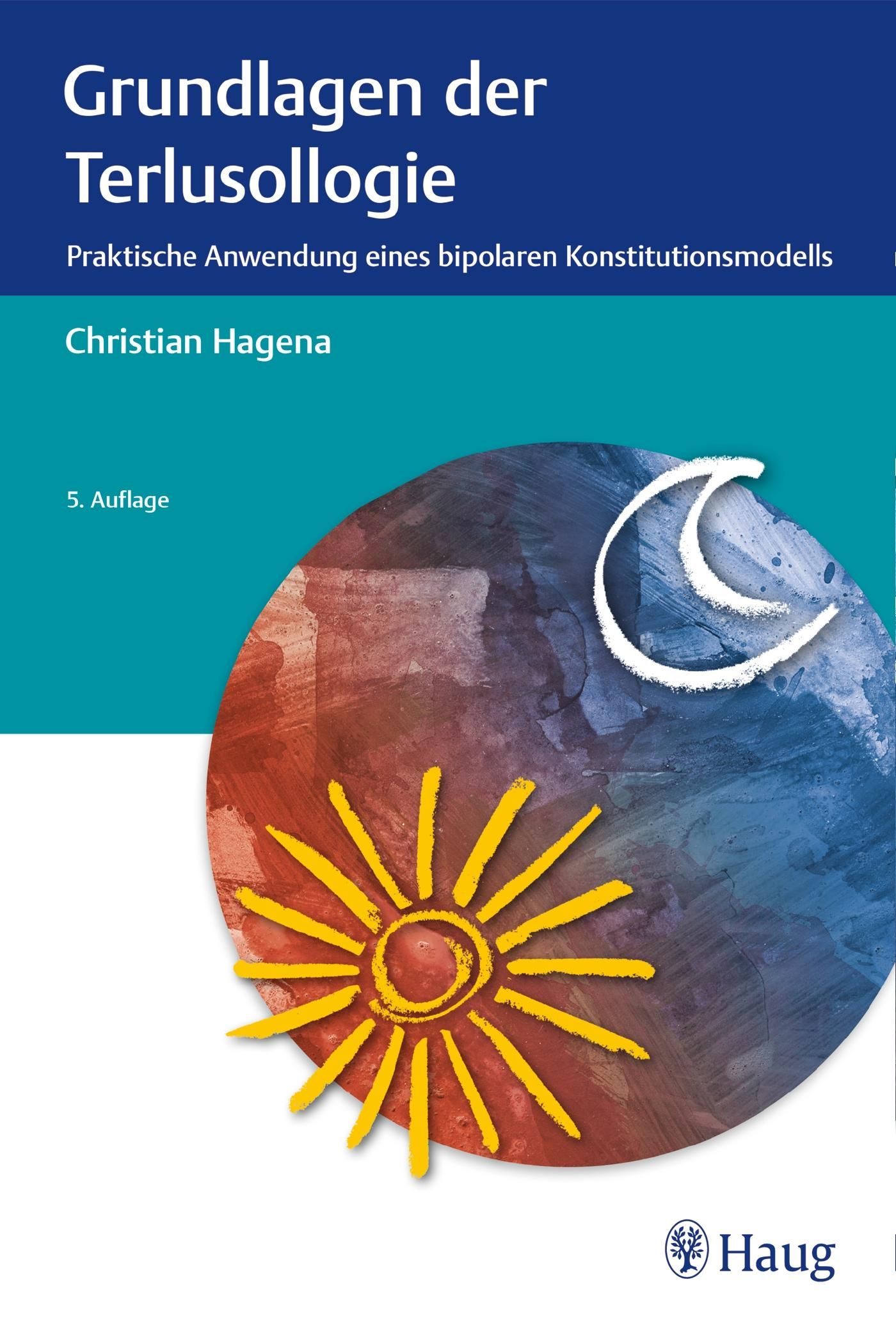 Buchcover mit Titel "Grundlagen der Terlusollogie". Autor: Christian Hagena. 5. Auflage. Illustration: Sonne und Mond.