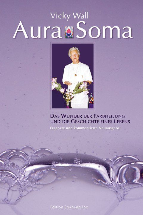 Buchcover mit Titel "Aura Soma" von Vicky Wall. Abbildung einer Frau in einem Rahmen. Titel: Das Wunder der Farbheilung.