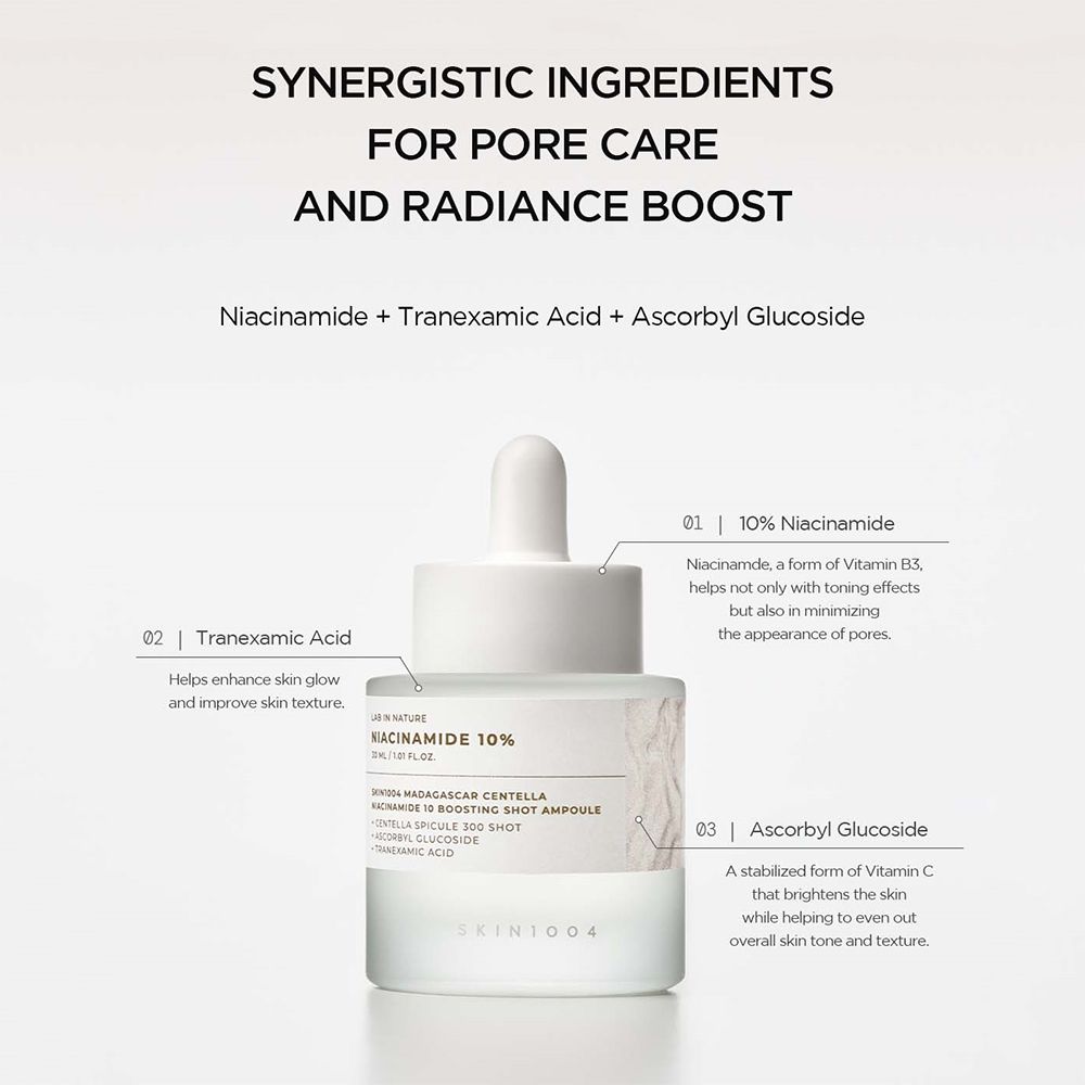 SKIN1004 Madagascar Centella Niacinamide 10 Boosting Shot Ampoule – Aufhellendes Gesichtsserum