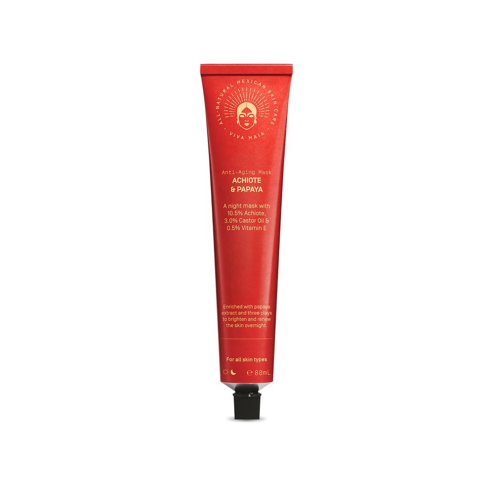 Rote Tube mit Viva Maia Anti-Aging Maske, Achiote & Papaya. Enthält 30ml.