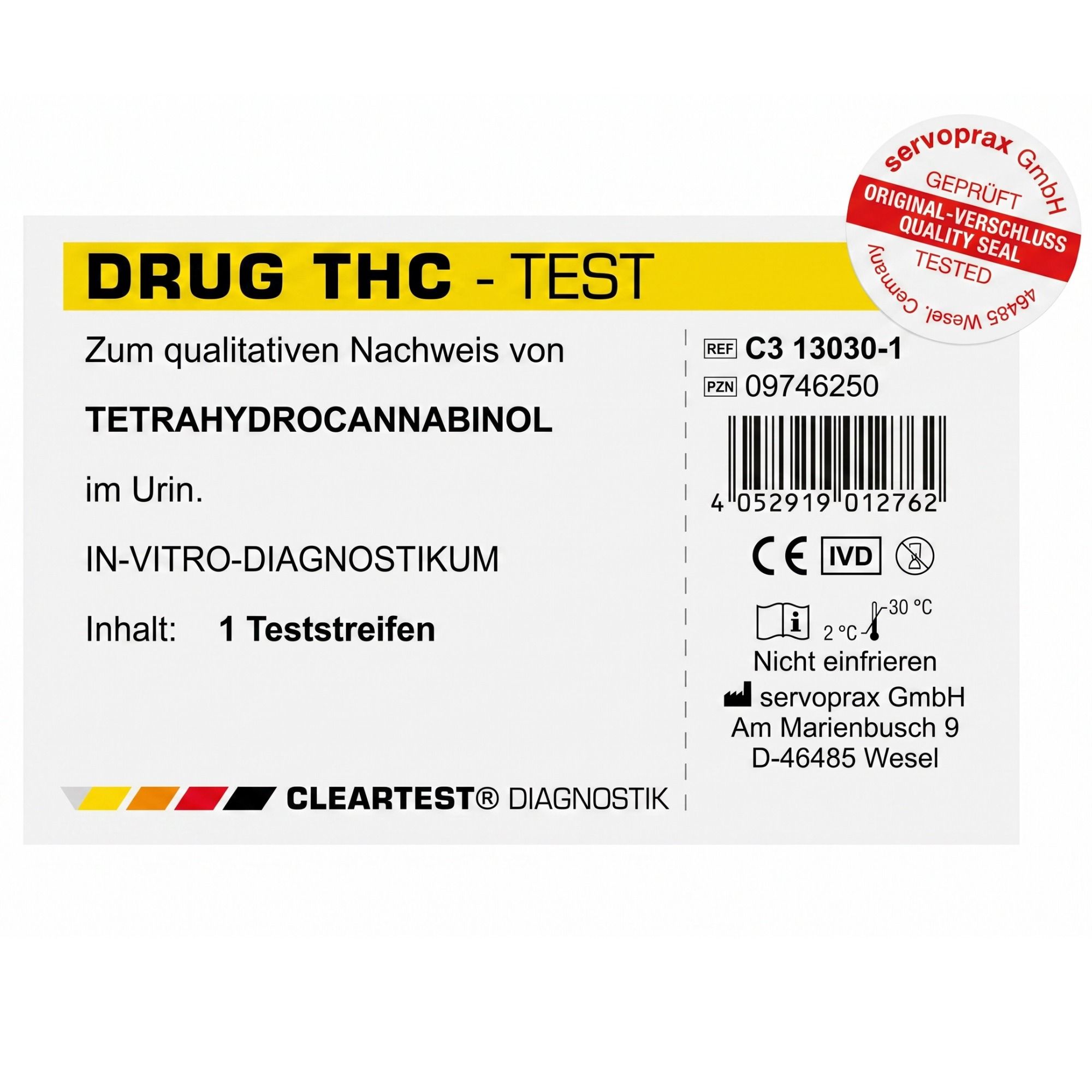 CLEARTEST Drogentest Urin, Nachweis von Tetrahydrocannabinol THC, 50 ng/l
