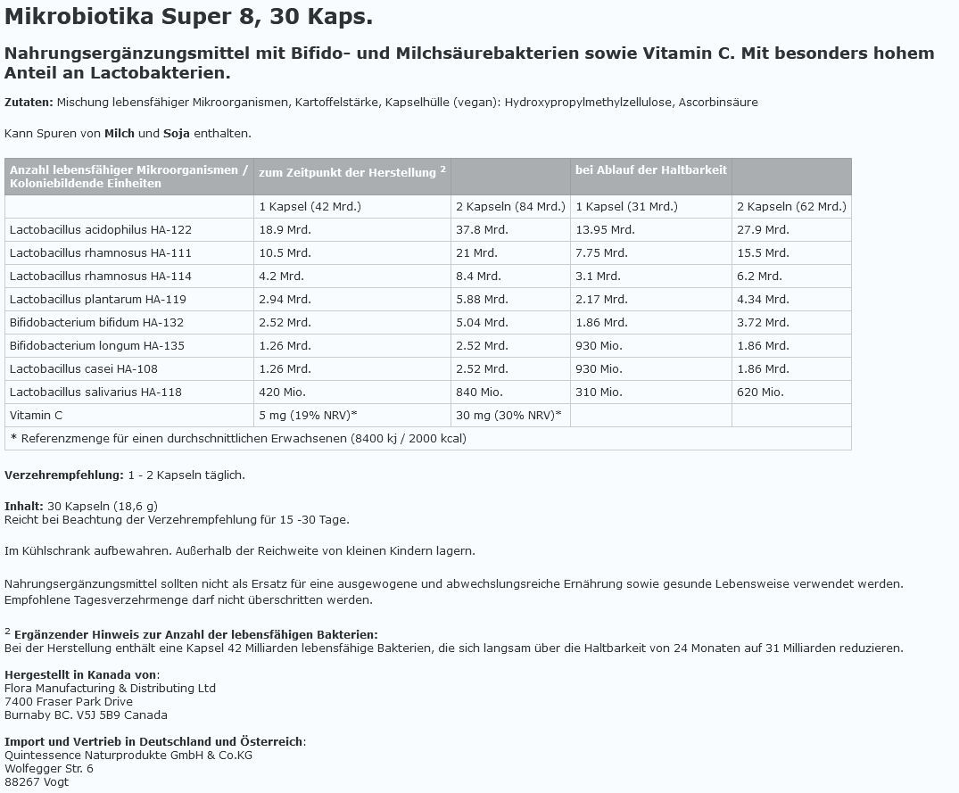 Mikrobiotika Super 8 Kapseln von FMD 18,6 g