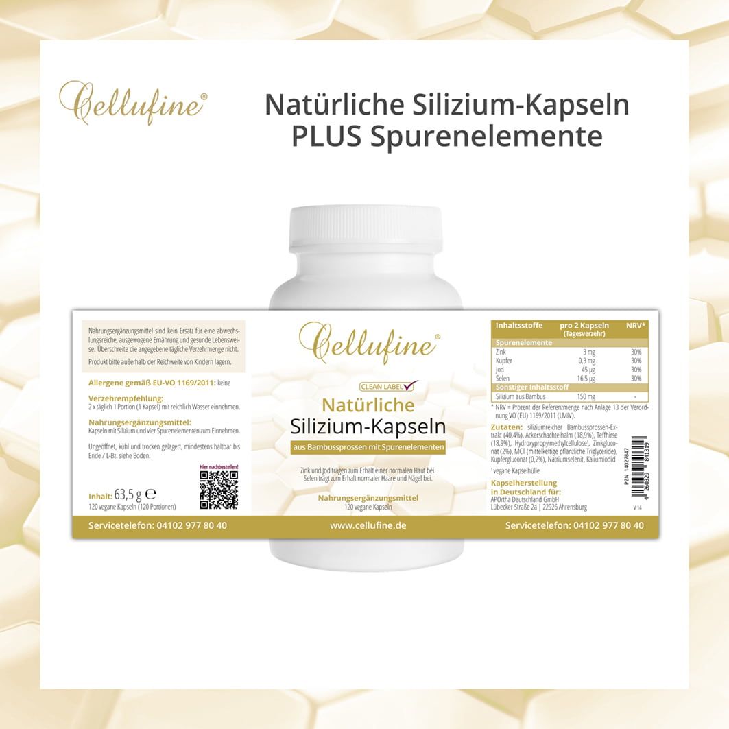 Weiße Flasche mit Etikett. Enthält Informationen zu Inhaltsstoffen, Nährwerten und Herstellerangaben.