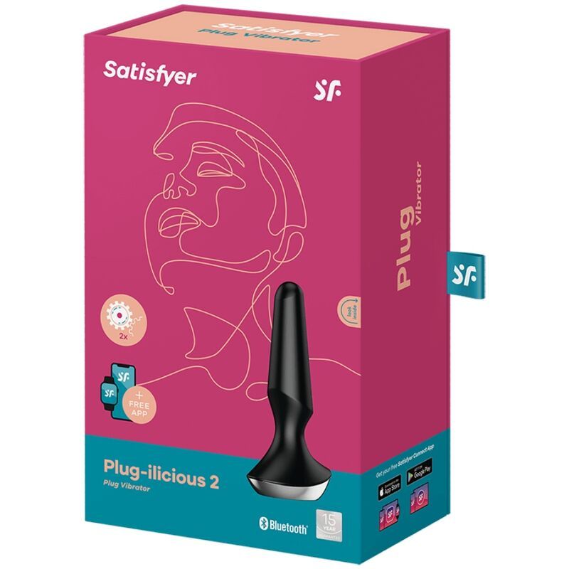 Verpackung von Plug-ilicious 2. Rosa Schachtel mit Produktabbildung und Logo. Enthält Produkt und Zubehör.