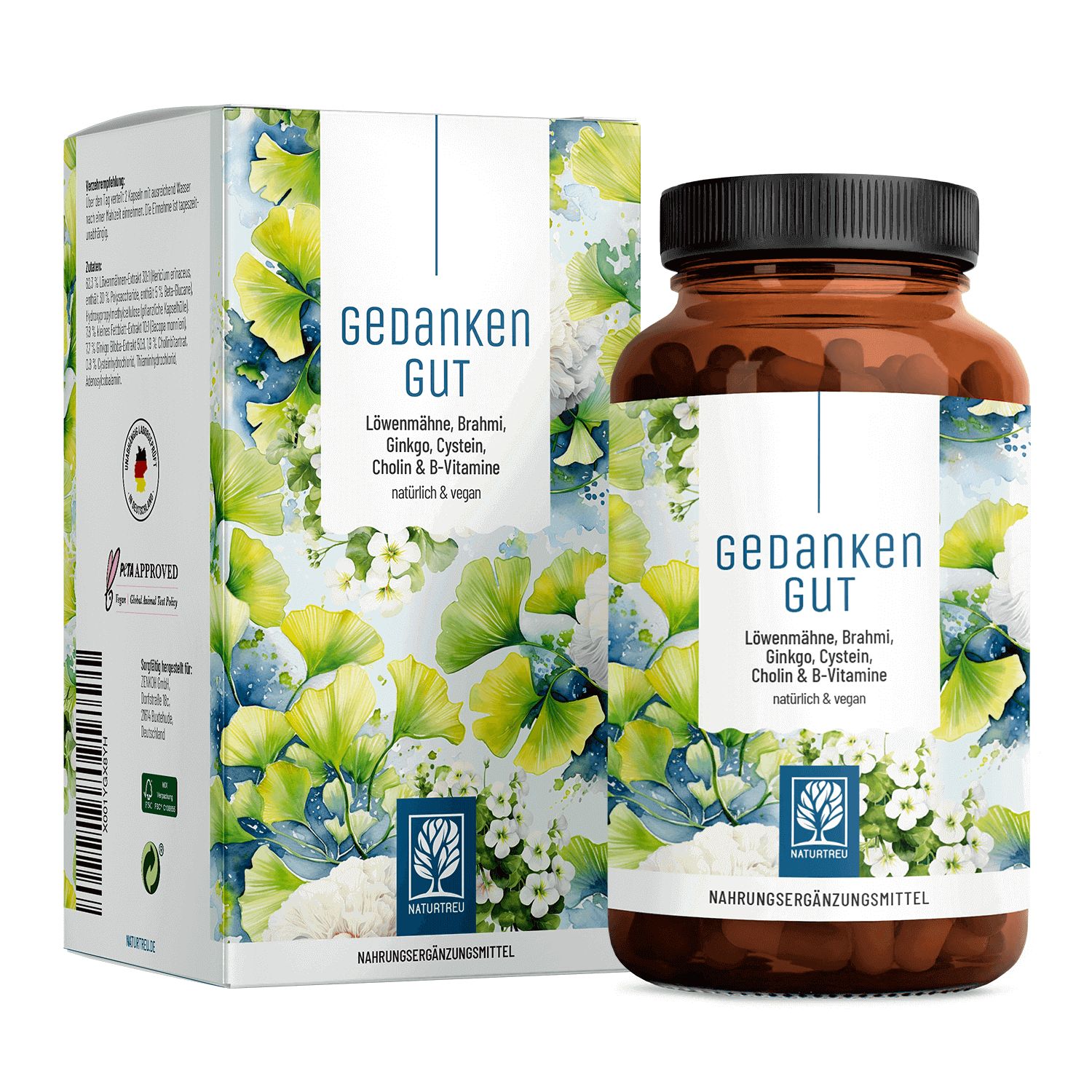 Gedächtnis-Komplex mit Löwenmähne, Ginkgo & L-Cystein - Gedankengut - NATURTREU®