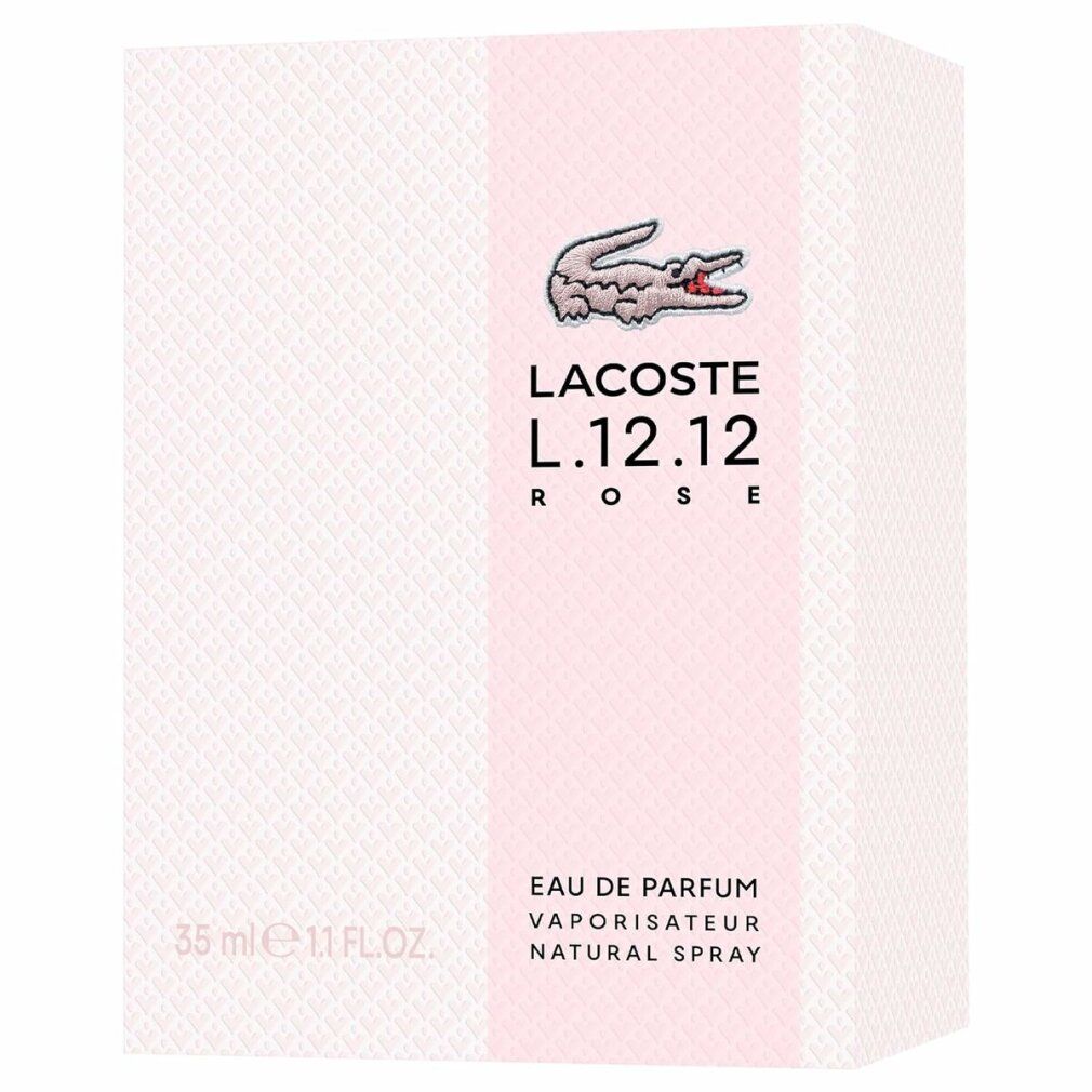 Rosa Verpackung mit Krokodil-Logo und Schriftzug Lacoste L.12.12 ROSE. 35 ml.