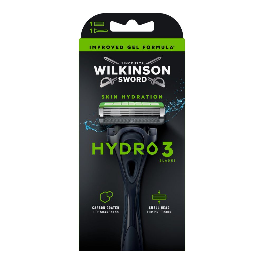 Wilkinson Sword Hydro 3 Rasierer mit 3 Klingen und Hautfeuchtigkeitspflege.