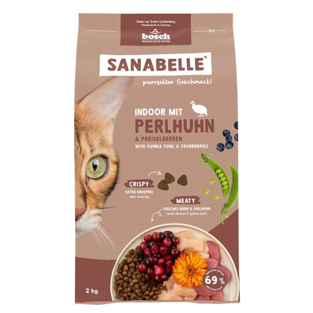Sanabelle Indoor mit Perlhuhn 2 kg Futter