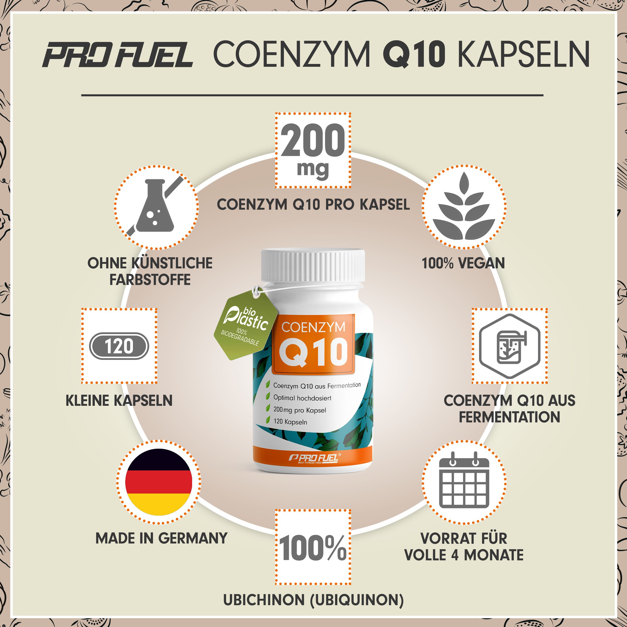Profuel - Q10 Kapseln hochdosiert 360x mit 200mg Coenzym Q10 pro Kapsel