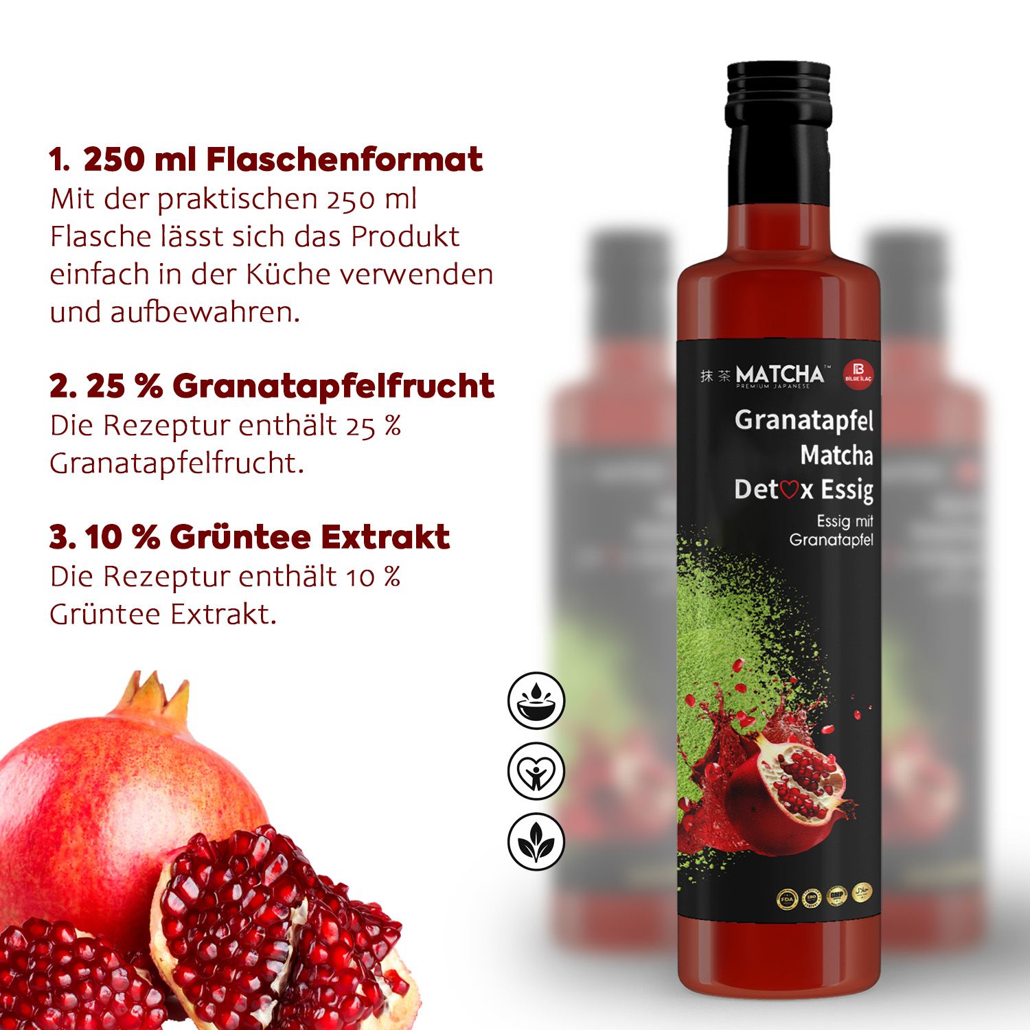 Bilge İlaç Matcha Premium Japanese Narlı Matchalı Detox-Essig